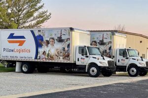 Pillow logistic delivery trucks in Indiana